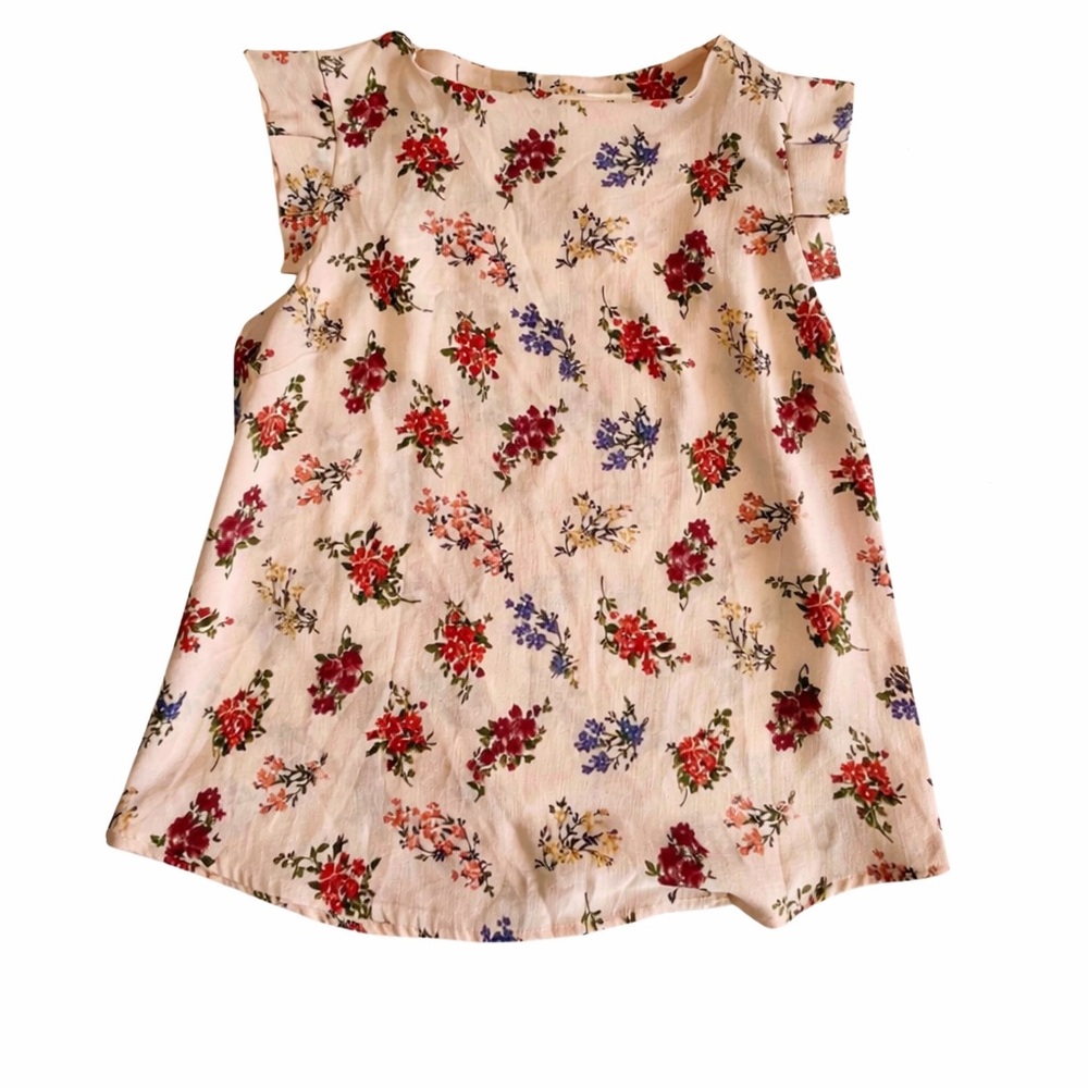 Coquette Soft Pink Floral Women's Blouse with Ruffles